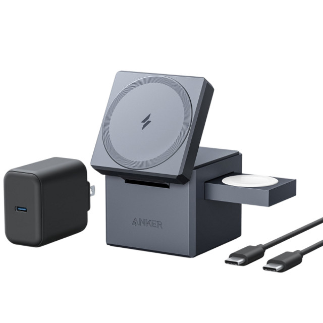 Anker 3-in-1 Wireles Charging Cube with MagSafe - Black