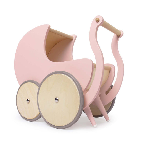 Kinderfeets 2 In 1 Wooden Baby Walker & Doll Pram - Rose
