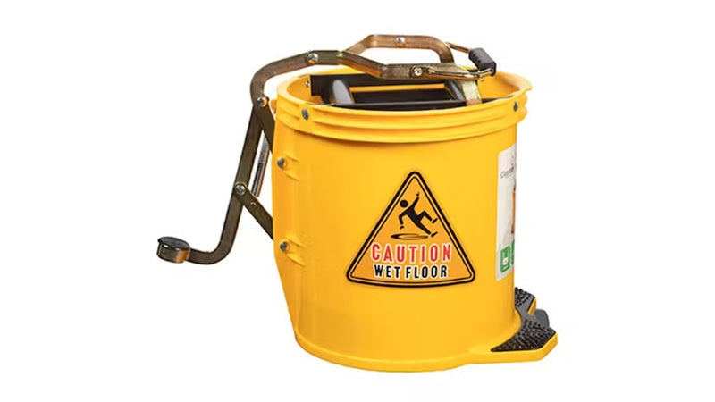 Cleanlink Heavy Duty Mop Bucket Metal Wringer 16 Litre - Yellow