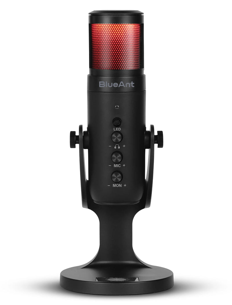 BlueAnt StreamX USB Microphone with LED Lights – Black