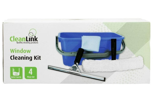 Cleanlink Bucket Cloth Squeegee and Washer Window Cleaning Kit - Blue