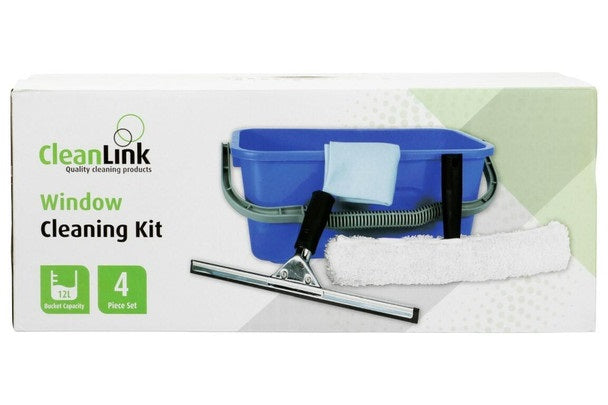 Cleanlink Bucket Cloth Squeegee and Washer Window Cleaning Kit - Blue