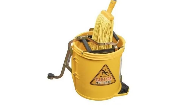 Cleanlink Heavy Duty Mop Bucket Metal Wringer 16 Litre - Yellow