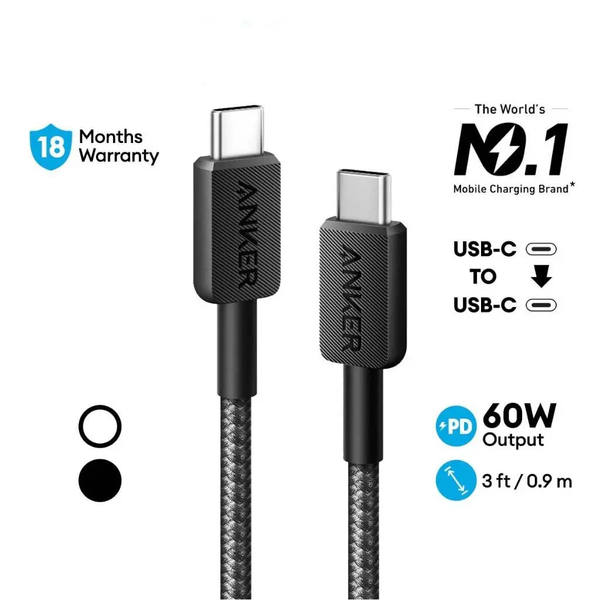 Anker 322 PowerLine USB C to USB C Braided - Black