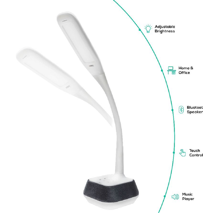 mbeat Activiva LED Desk Lamp with Bluetooth Speaker - White