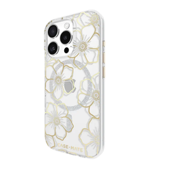 Case-Mate Floral Gems MagSafe Case For iPhone 16 Pro Max - Clear/ Gold