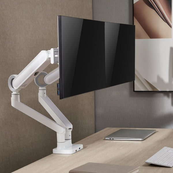 Brateck Designer Premium Dual Monitor Spring-Assisted - White