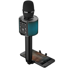 Laser Wireless Karaoke Microphone with LED Lights - Black