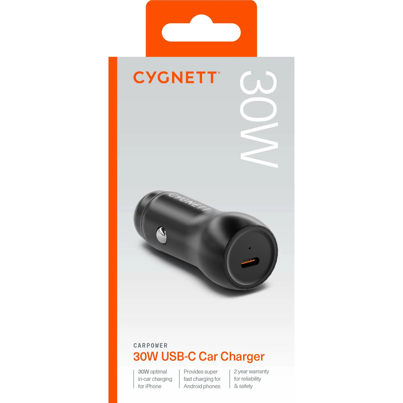 Cygnett Car Power 30W USB-C Car Charger - Black