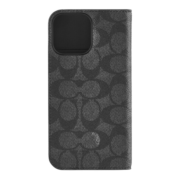 Coach Folio Case For iPhone 16 Pro Max - Signature Charcoal