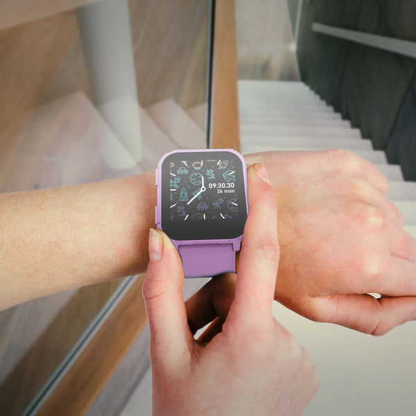 V-Fitness Momentum 2.0 Smartwatch with Health Tracking - Purple Flower