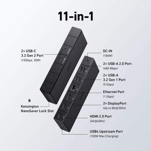 Anker 568 11-in-1 USB-C Docking Station - Black