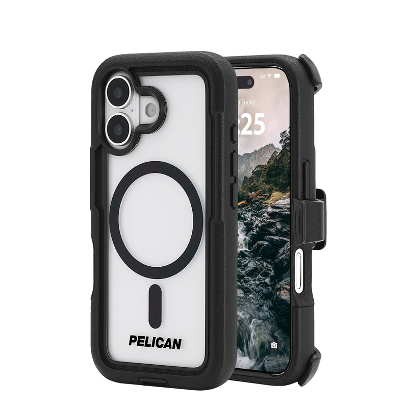 Pelican Voyager MagSafe Case w/ Holster For iPhone 17 - Black/Clear