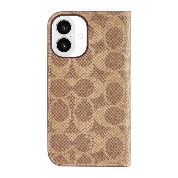 Coach Folio Case For iPhone 16 - Signature Tan