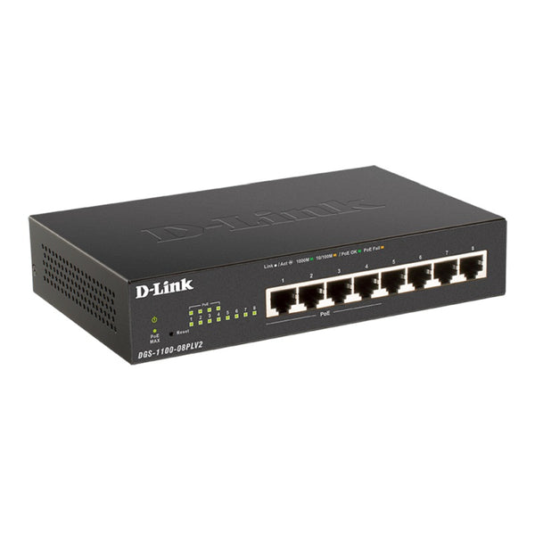 D-Link 8-Port Gigabit Smart Managed PoE Switch w/4 PoE Ports - Black