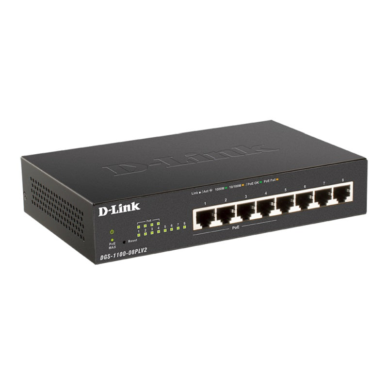 D-Link 8-Port Gigabit Smart Managed PoE Switch w/4 PoE Ports - Black