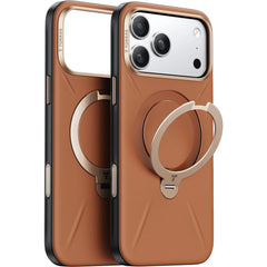 Torras Ostand Spin Vegan Leather Case For iPhone 17 Pro Max - Brown