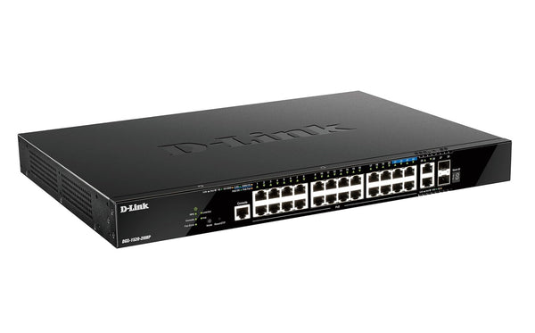D-Link 28-Port Gigabit Smart Managed Stackable PoE+ Switch - Black
