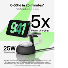 Belkin UltraCharge Pro 3-in-1 Magnetic Qi2 25W Charging Dock - Charcoal