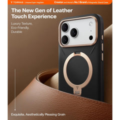 Torras Ostand Spin Vegan Leather Case For iPhone 17 Pro Max - Black