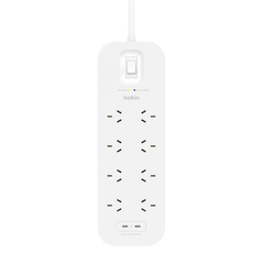 Belkin Connect 8-Outlet Surge Protector with Dual USB-C 30W - White