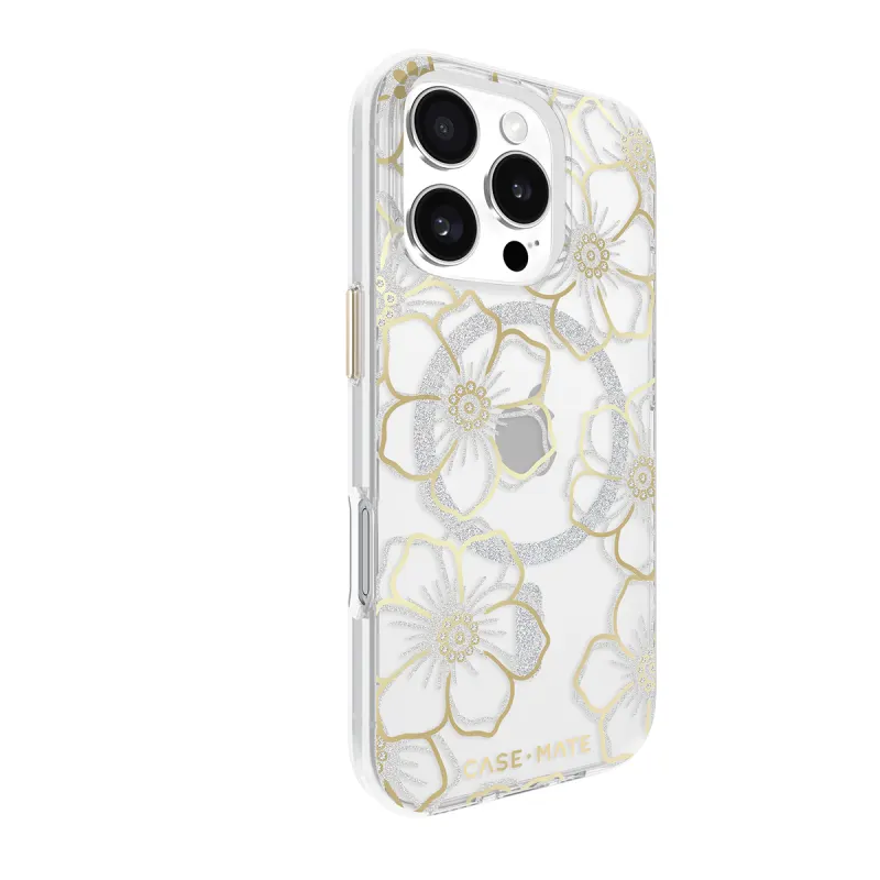 Case-Mate Floral Gems MagSafe Case For iPhone 16 Pro Max - Clear/ Gold