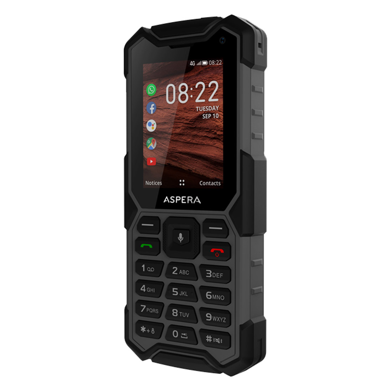 Aspera R40 4G IP68 Rugged Phone with Keypad - Black
