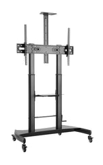 Brateck Large Screen Telescopic Steel TV Cart w/ Crank Handle - Black