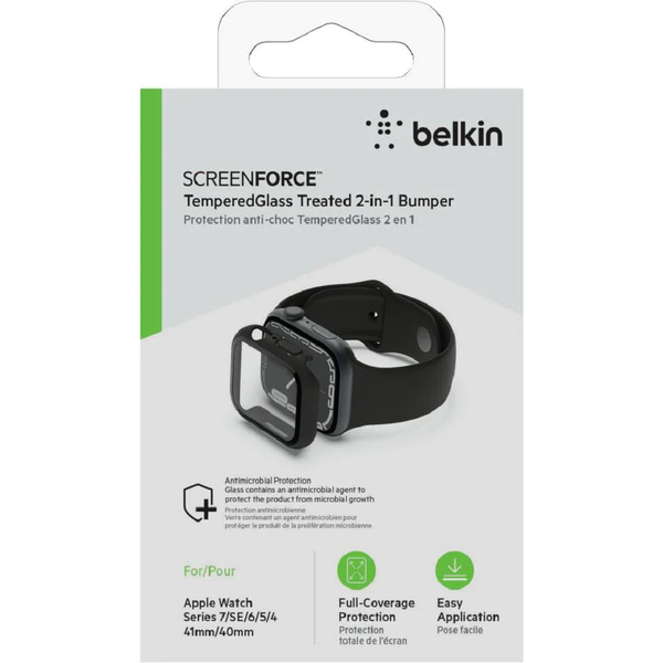 Belkin Tempered Screen Protector for Apple Watch Series 7/8 - Black