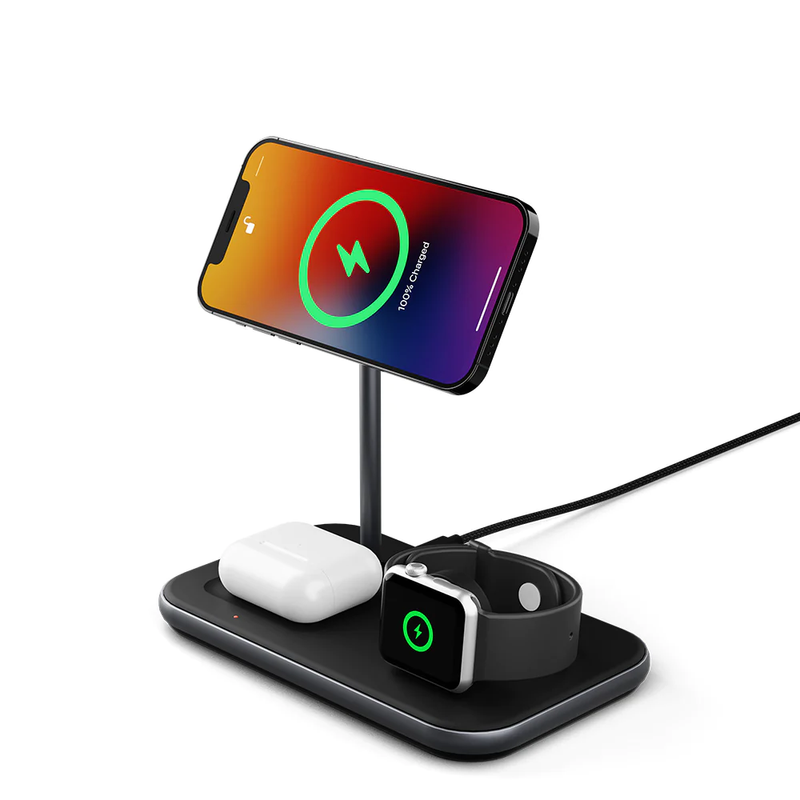 Cygnett MagDesk 15W 3-in-1 Magnetic Wireless Charger - Black