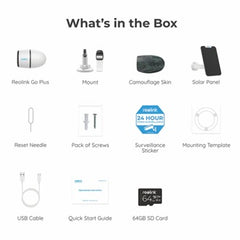 Reolink Go Plus 4G LTE 2K Solar Security Camera + 64GB SD - Black