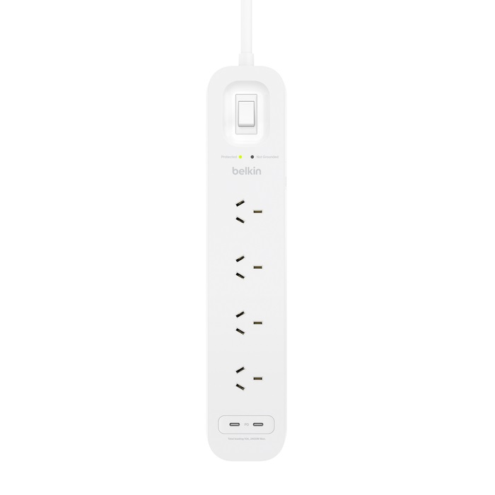 Belkin SurgePro 4-Outlet Surge Protector w/ Dual USB-C 30W - White