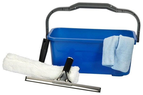 Cleanlink Bucket Cloth Squeegee and Washer Window Cleaning Kit - Blue