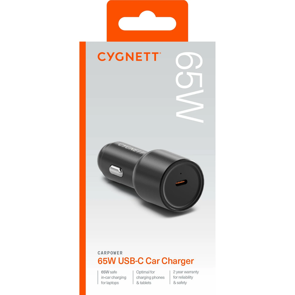 Cygnett Car Power 65W USB-C Car Charger - Black