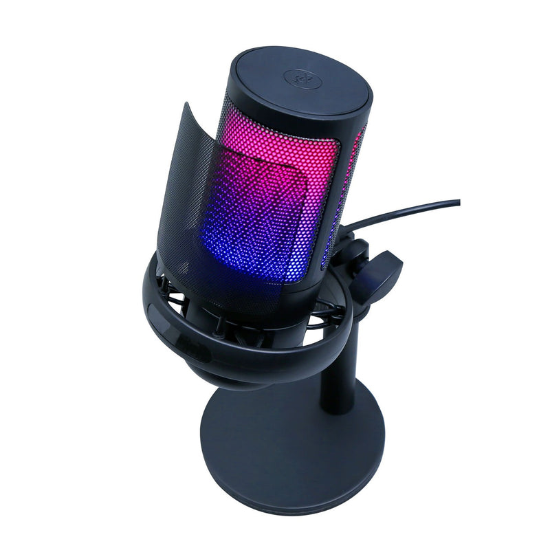 Laser RGB Streaming Microphone with Headphone Jack - Black