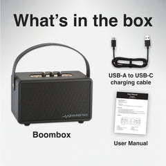 Laser SoundTec Retro Bluetooth Boombox Speaker w/ Carry Strep - Black