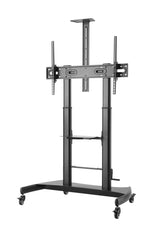 Brateck Large Screen Telescopic Steel TV Cart w/ Crank Handle - Black