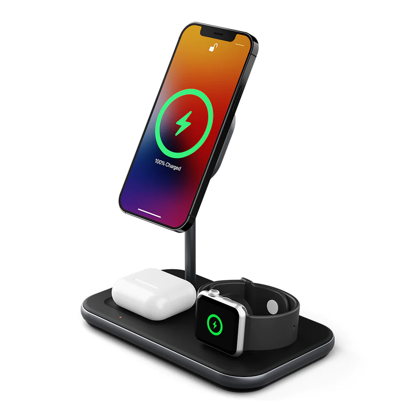 Cygnett MagDesk 15W 3-in-1 Magnetic Wireless Charger - Black