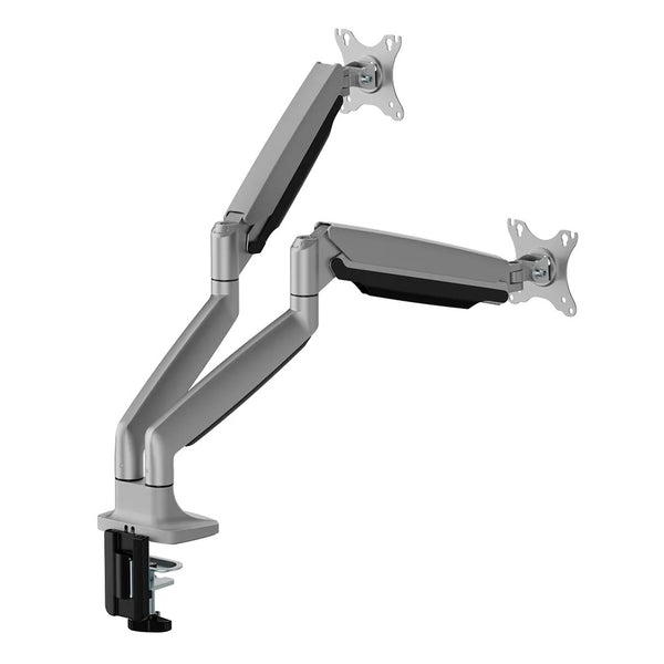 Brateck Dual Monitor Arm 17"-35" Heavy Duty Gas Spring w/ USB - Silver