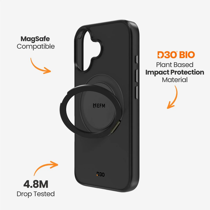 EFM Alta Case with D3O Bio For iPhone 16 - Black