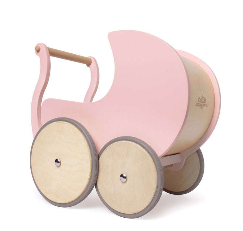 Kinderfeets 2 In 1 Wooden Baby Walker & Doll Pram - Rose