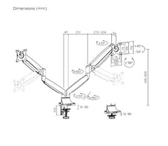 Brateck Dual Screen Gas Spring Monitor Arm For 17
