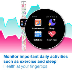 V-Fitness Momentum 2.0 Smartwatch with Health Tracking - Purple Flower