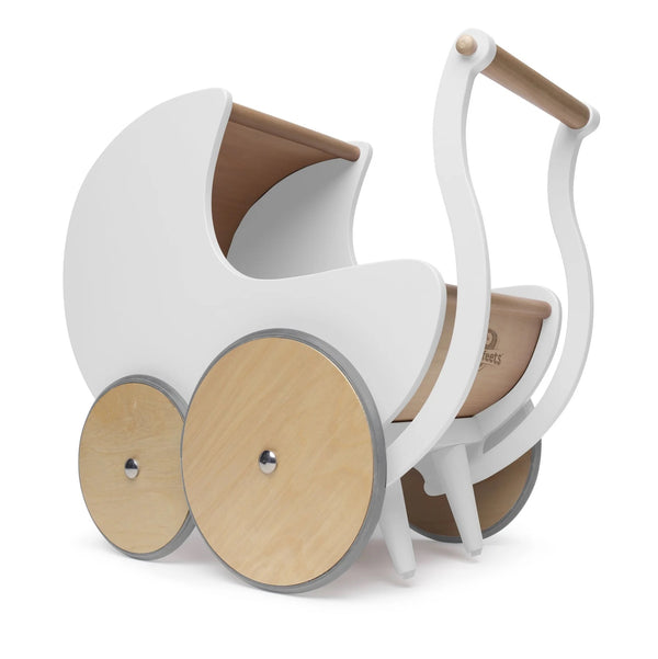 Kinderfeets 2 In 1 Wooden Baby Walker & Doll Pram - White