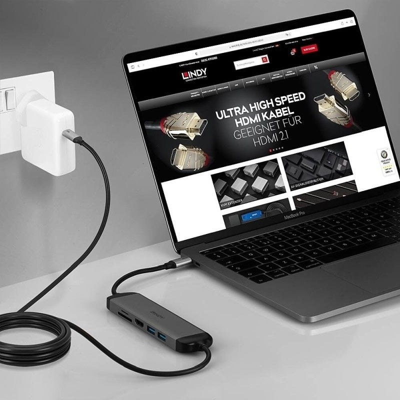 Lindy DST-Micro 140 USB-C Micro Laptop Dock 4K HDMI - Grey