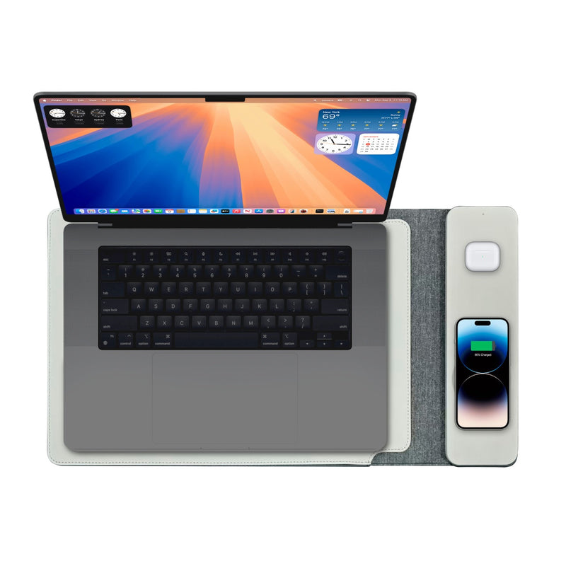Laser Wireless Charging Laptop Sleeve Up to 16 Inch - Grey