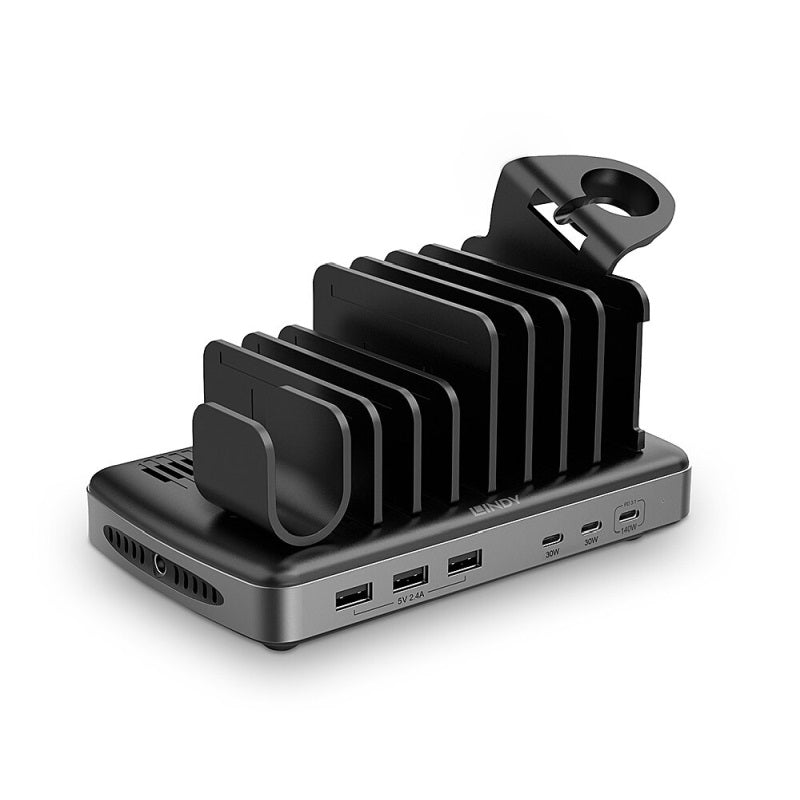 Lindy 160W 6 Port USB Charge Hub - Black/Grey