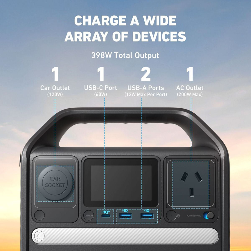 Anker PowerHouse 256 WH with 521 Portable Power Station - Black