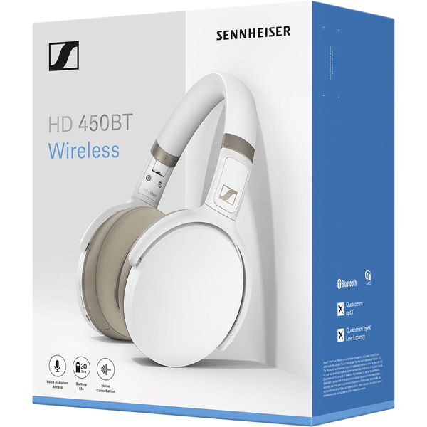 Sennheiser HD 450BT Wireless Noise Cancelling Headphones - White