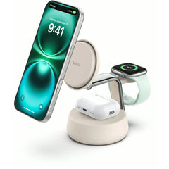 Belkin UltraCharge Pro 3-in-1 Magnetic Qi2 25W Charging Dock - Sand